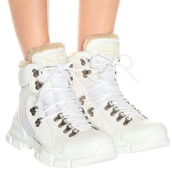 Gucci Flashtrek White Shearling Boots size 36.5 - Picture 1 of 1